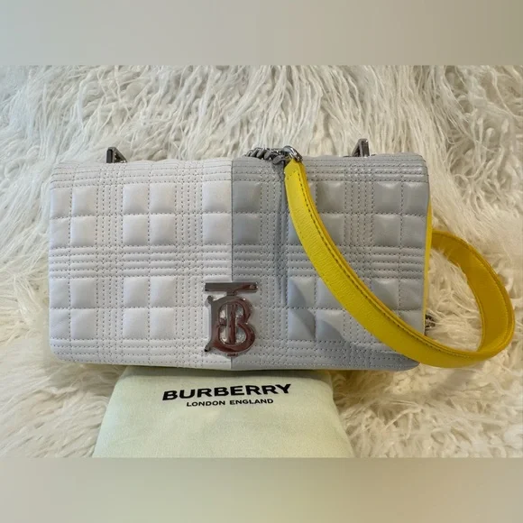 Burberry Mini Lola Crossbody Bag LIKE NEW White Gray Yellow - Picture 4 of 8